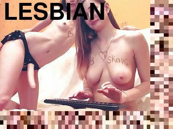 Spoiled teens Stella And Stephan go lesbian on webcam