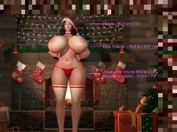 gros-nichons, énorme, babes, hentai, 3d, seins, noël, géant