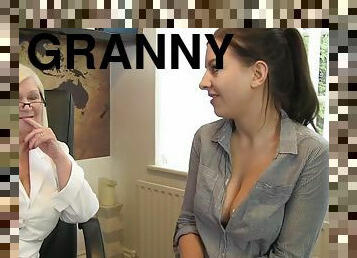 Stockinged Granny Licks Slit - Lesbian Sex