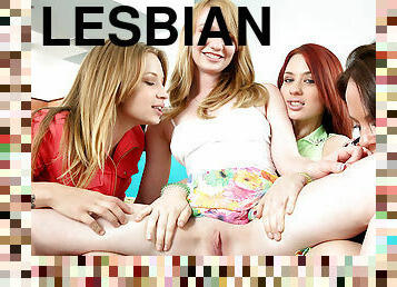 Four lesbians have a wild orgy - PartyOfThree