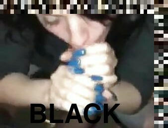 Slutty white girl sucks black dick