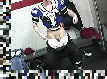 Hard body hockey player jerks off