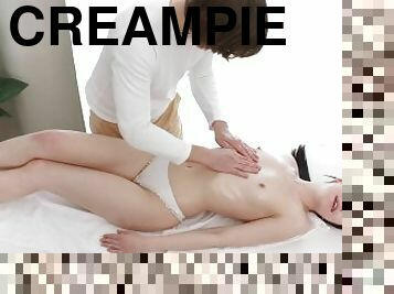 Slim4K - Rin White creampied after sex with masseur