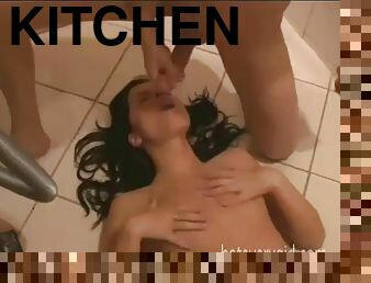 Fucked in every hole in the kitchen and bathroom