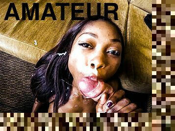 amateur, fellation, ejaculation-sur-le-corps, ébène, interracial, casting, blanc