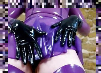 TEASER latex upskirt jerk off instructions for british domme