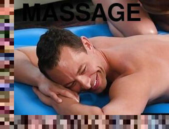 NURU MASSAGE - Brad Newman Gives The New Masseuse A Facial After Stretching Her With His Fat Pole