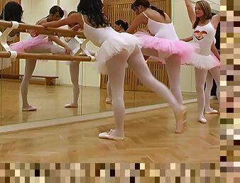 Needy ballerinas are enjoying a nice oral play on the dance floor