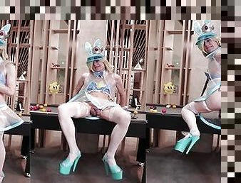 Femboy bunnygirl Rosalina bunny's Trick shots