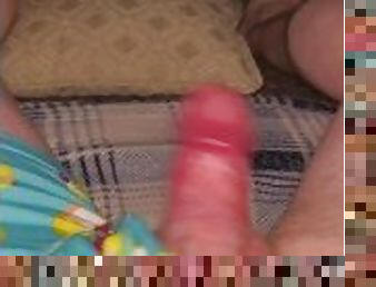 Femboy's little dick drips precum before shooting his load