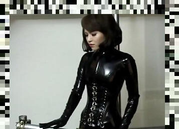 asiatisk, milf, fetisch, latex