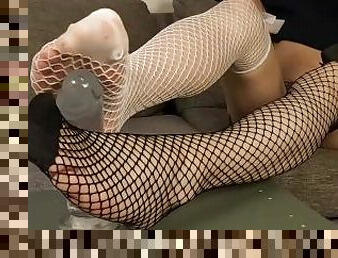 Footjob dildo