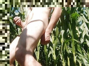 Nude Boy play outdoor