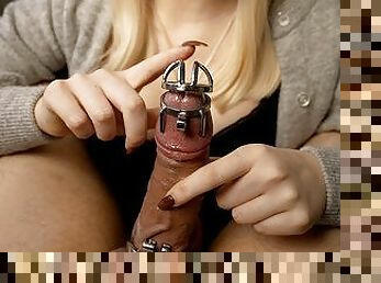 Chastity April - I finally downsize my chastity slave...