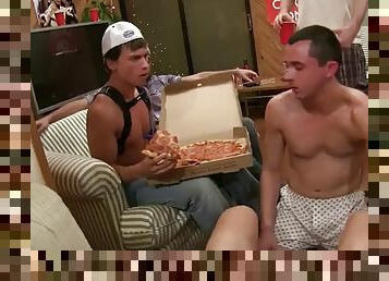 Str8 hazed studs fuck each other 4 food on fraternity party
