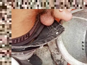 papá, peluda, al-aire-libre, meando, público, amateur, gay, baño, fetichista, a-solas