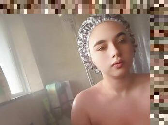 Bbw girl taking a shower