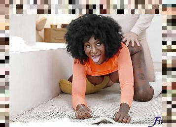 Buxom ebony Josy Black gets pounded on the floor