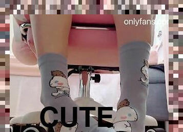 Hot School Girl Ignores You with cute Slippers