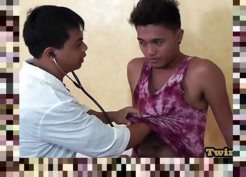 Enema Asian twink anally examined by doctor in the infirmary