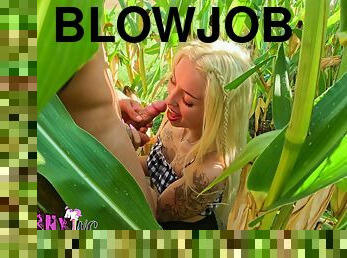 Blowjob In The Cornfield And Then The Whole Load In The Face - Attention Spectators! - - The Einhorny-wg