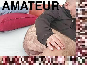 Pillow fucking - what a great stimulation for daddys sensitive cock!