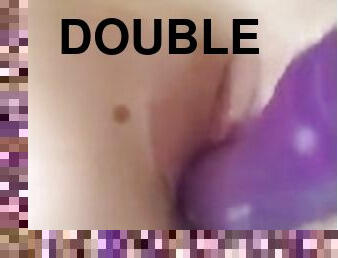 masturbation, amateur, ados, jouet, double, gode, solo, petits-seins