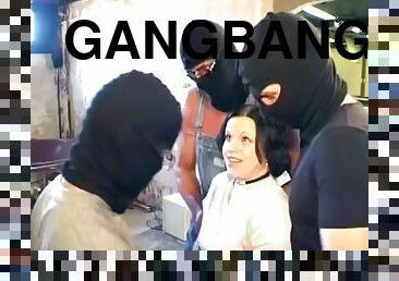 Slutty brunettes gangbanged by robber as she catches them in action