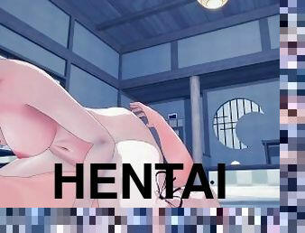 asiatique, cul, gros-nichons, babes, ejaculation-interne, anime, hentai