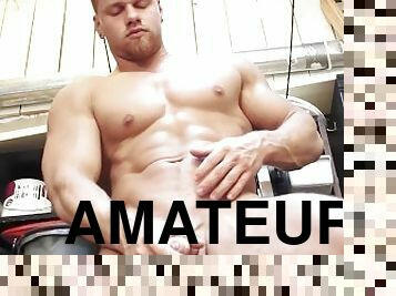 masturbation, amateur, énorme-bite, gay, branlette, secousses, jeune-18, solo, musclé, bite