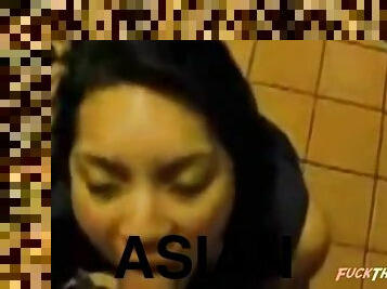 Asian college girl sucks cock