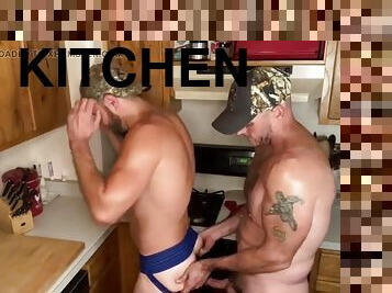 Village boys having fun in the kitchen