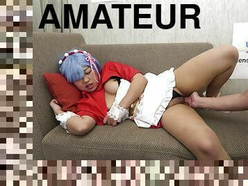 Amateur sexy cute Japanese girl comes to hotel for casting couch pussy licking lingerie show - Japanese
