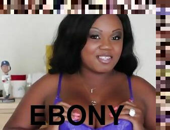 Stunning ebony handjob and facial