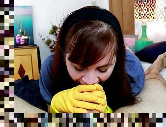 Blowjob With Household Rubber Gloves - Blowjob