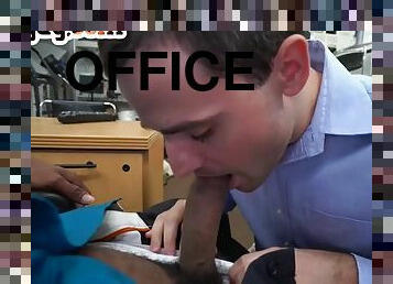 IR office bottom anally stuffed in hairy asshole from above with BBC