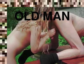 Old man fucks young blonde masseuse mouth ejaculation