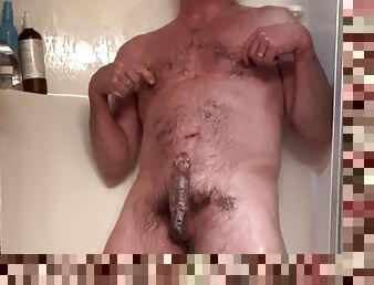 baignade, papa, masturbation, vieux, amateur, énorme-bite, gay, ejaculation, plus-agée, douche