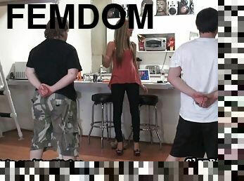 Two girls and two men in femdom action