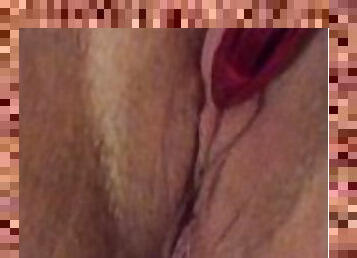 cul, clito, masturbation, amateur, jouet, solo, gros-plan