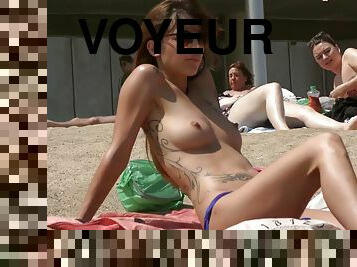 en-plein-air, public, amateur, ados, maison, cam, plage, espion, voyeur, jeune-18