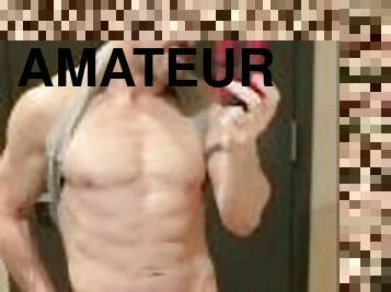 amateur, énorme-bite, gay, point-de-vue, solo, musclé, salle-de-gym, tatouage, bite