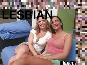 Lesbian couple puts their strap-on to test
