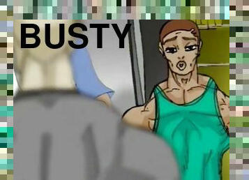 Busty cartoon slut gets her pussy licked