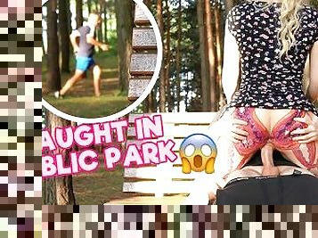 PantiesQueen keep riding stranger's dick even after getting caught in public park outdoors