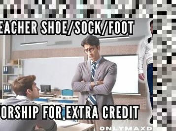 Teacher shoe sock foot worship for extra credit