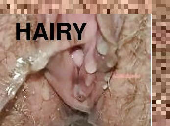 Hairy pussy pissing on you mega close up from her cute Pee Hole
