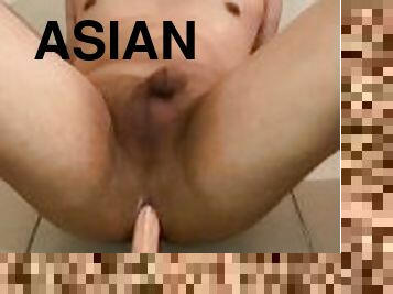 asiatique, amateur, anal, ejaculation-sur-le-corps, jouet, gode, solo, réalité