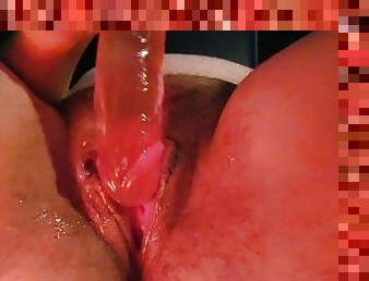 Rubbing my hole on a big dildo