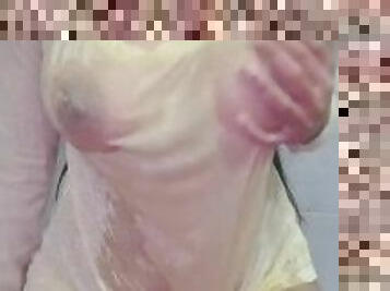 Wet t-shirt party in my shower by me, me and me - Rosie Boob